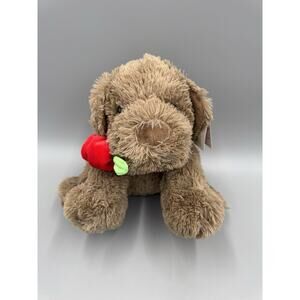 Russell Stover Coco The Love Pup Dog with Rose Plush 10” Stuffed Animal